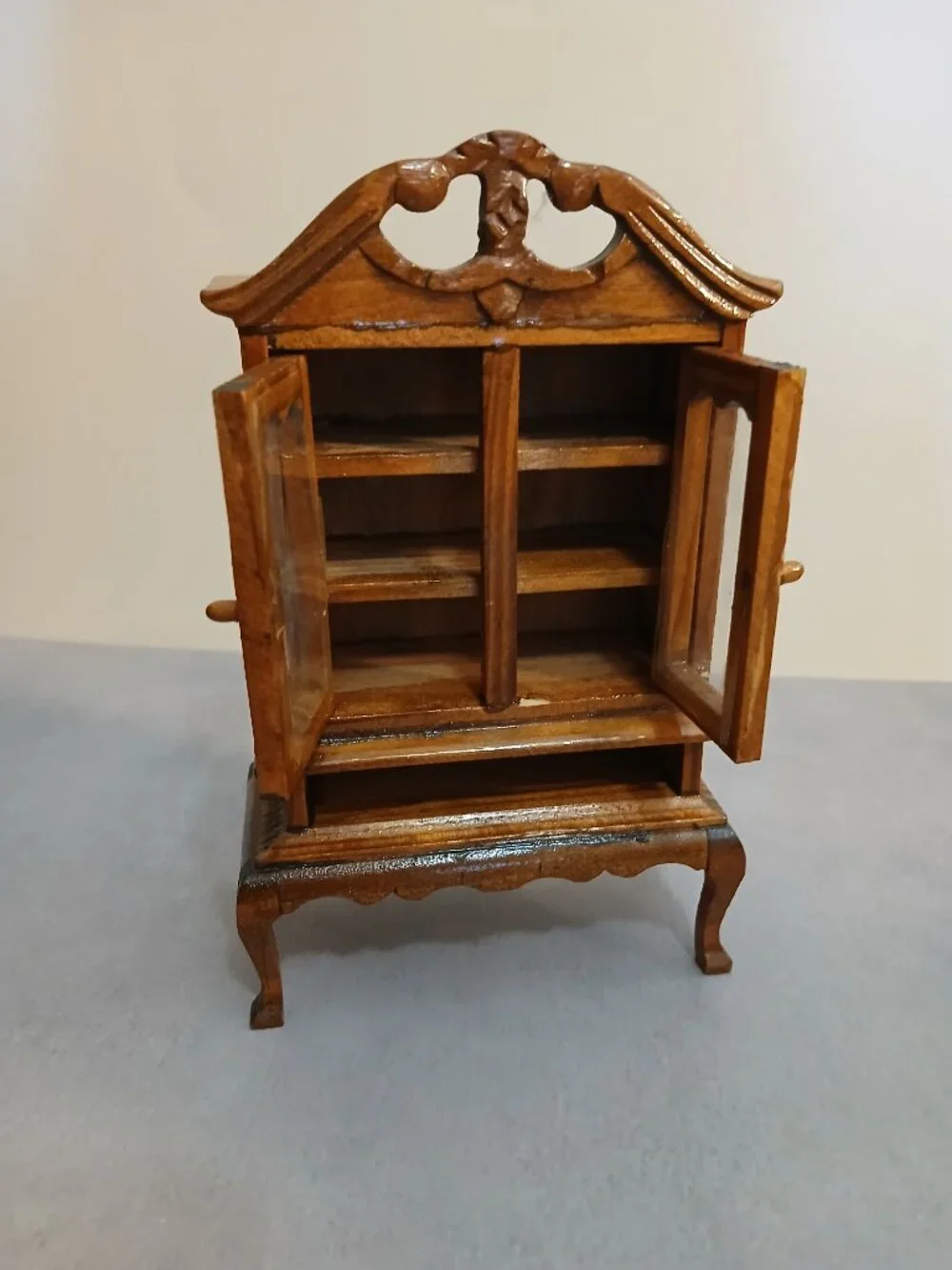 Vintage Wooden Dollhouse/Miniature Double Door China Cabinet-1:12 Scale